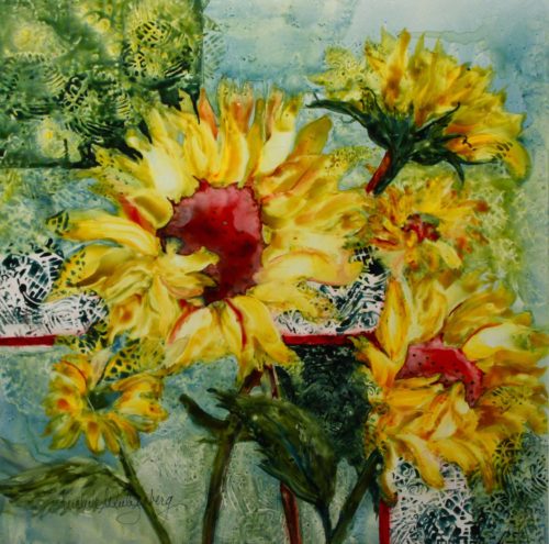 "Tangled Sunflowers" watercolor print by Michele Weitzenberg